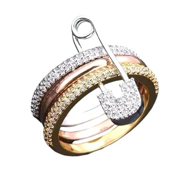 Abigail Creations Triple Band Safety Pin Ring - Picture 3 of 5